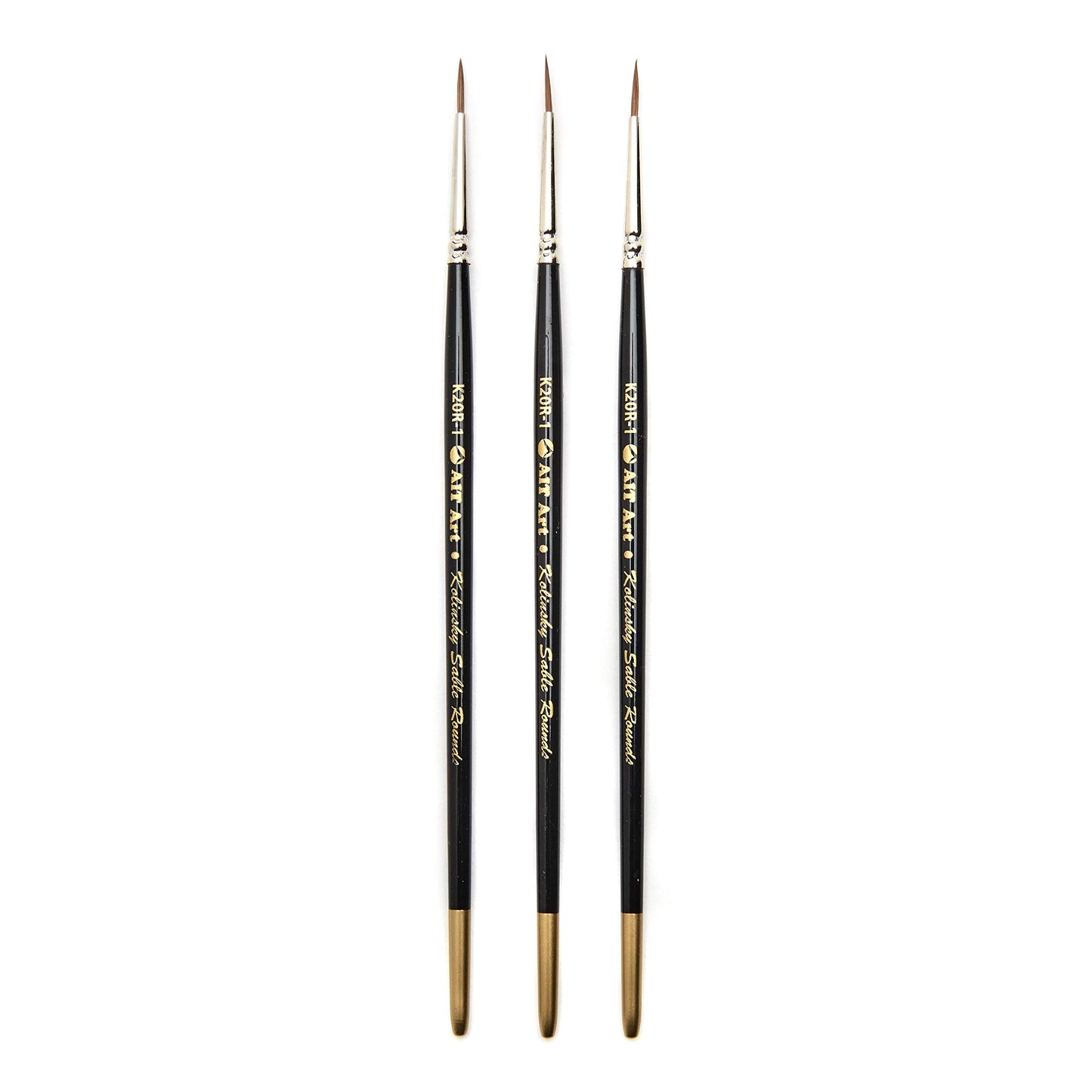 AIT Art Premium Round Detail Kolinsky Paint Brushes, Size 1, Pack of 3, Pure Russian Red Sable