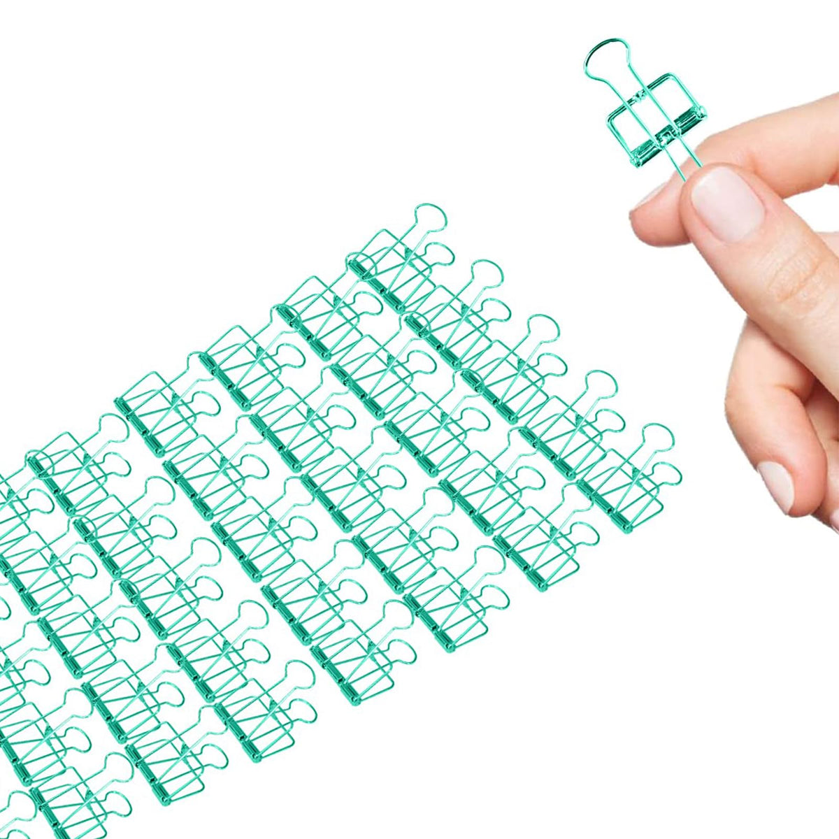 Small Binder Clips, 36 Pack, 3/4 Inch, Standard 19mm, Hollow Out Green, Capacity 0.31 Inch, Mini