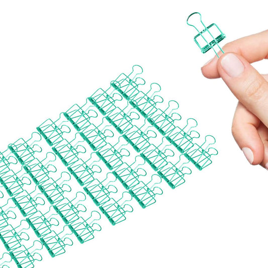 Small Binder Clips, 36 Pack, 3/4 Inch, Standard 19mm, Hollow Out Green, Capacity 0.31 Inch, Mini