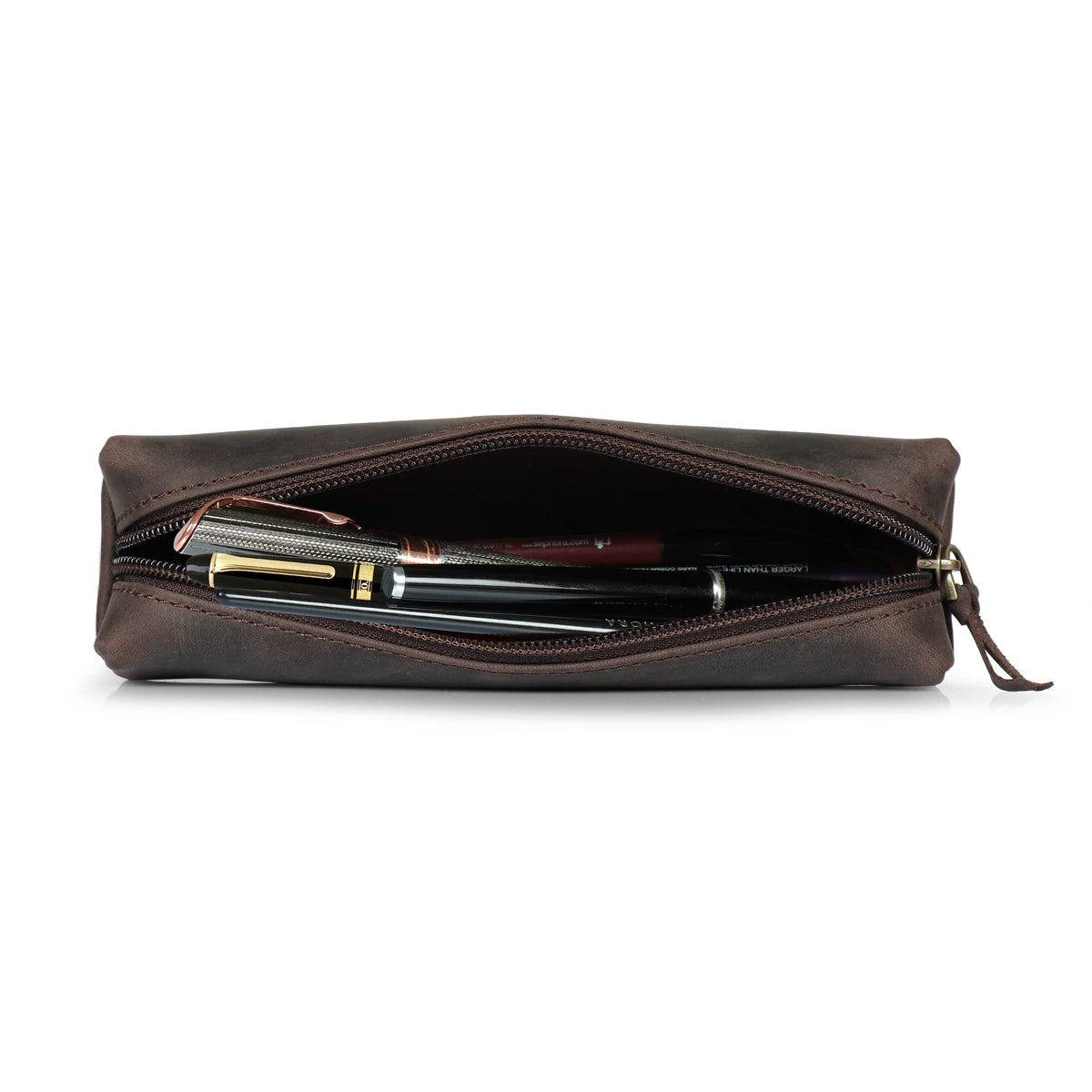 Londo Genuine Leather Zipper Pen, Pencil & Cosmetic Case