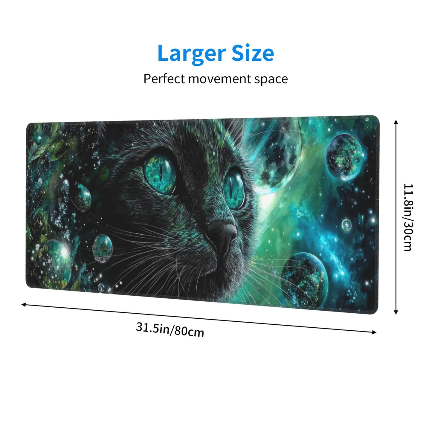 Cat Moon Mouse Pad Extended Large Gaming Mouse Pad XL Stitched Edges for Gamer Home Office 31.5 X