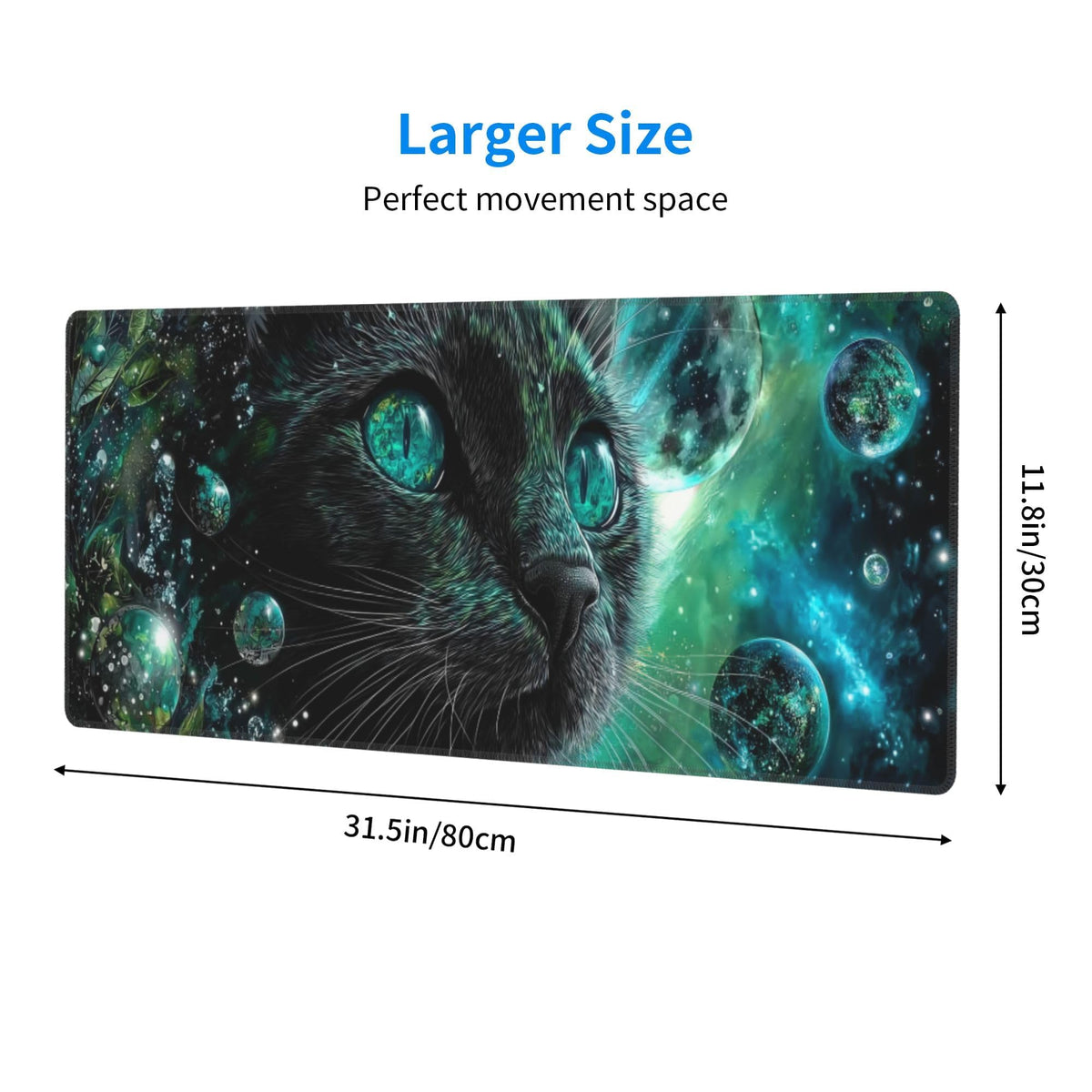 Cat Moon Mouse Pad Extended Large Gaming Mouse Pad XL Stitched Edges for Gamer Home Office 31.5 X