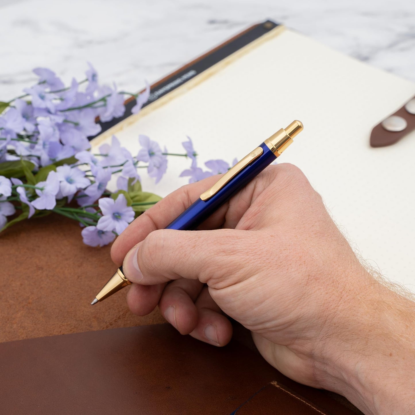 Dayspring Pens Monroe Personalized Ballpoint Pen in Blue Lacquer, Gold Trim