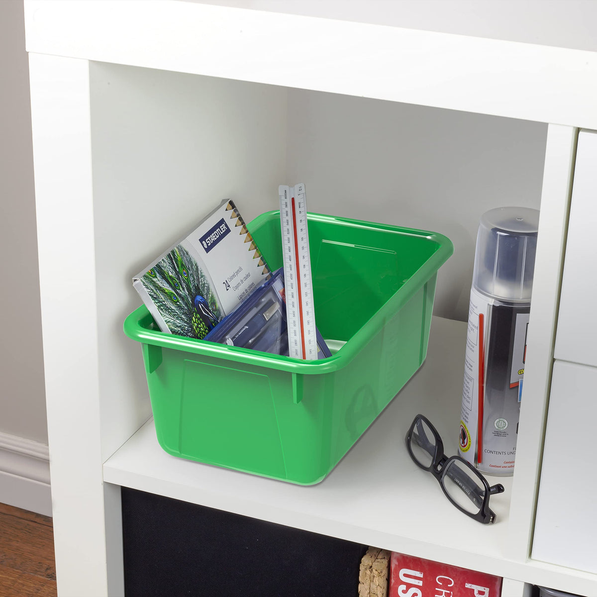 Storex Small Cubby Bins – Plastic Storage Containers for Classroom, 12.2 x 7.8 x 5.1 inches, Class