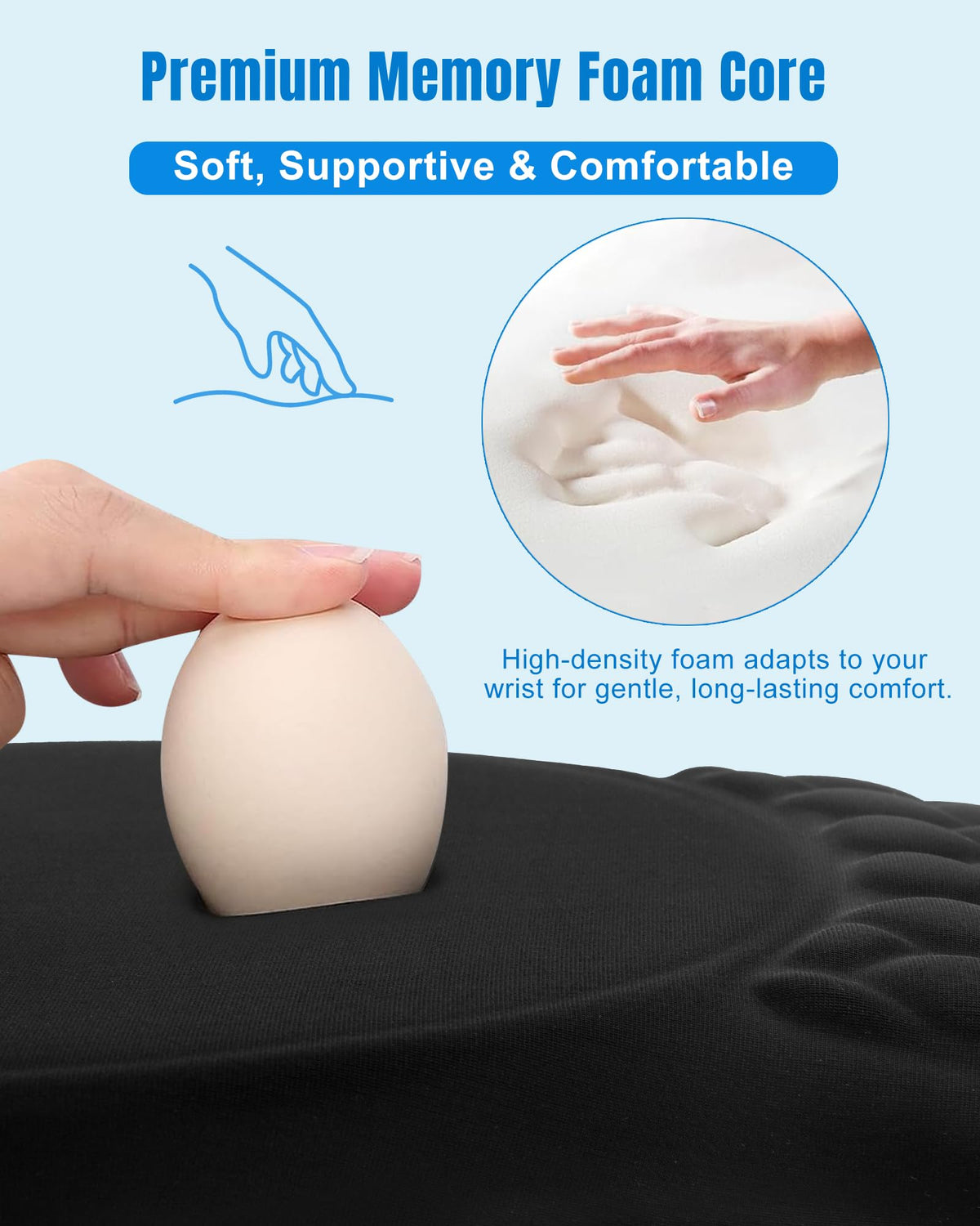 PVIPCZ Ergonomic Mouse Pad with Sloped Memory Foam Wrist Rest (Black)