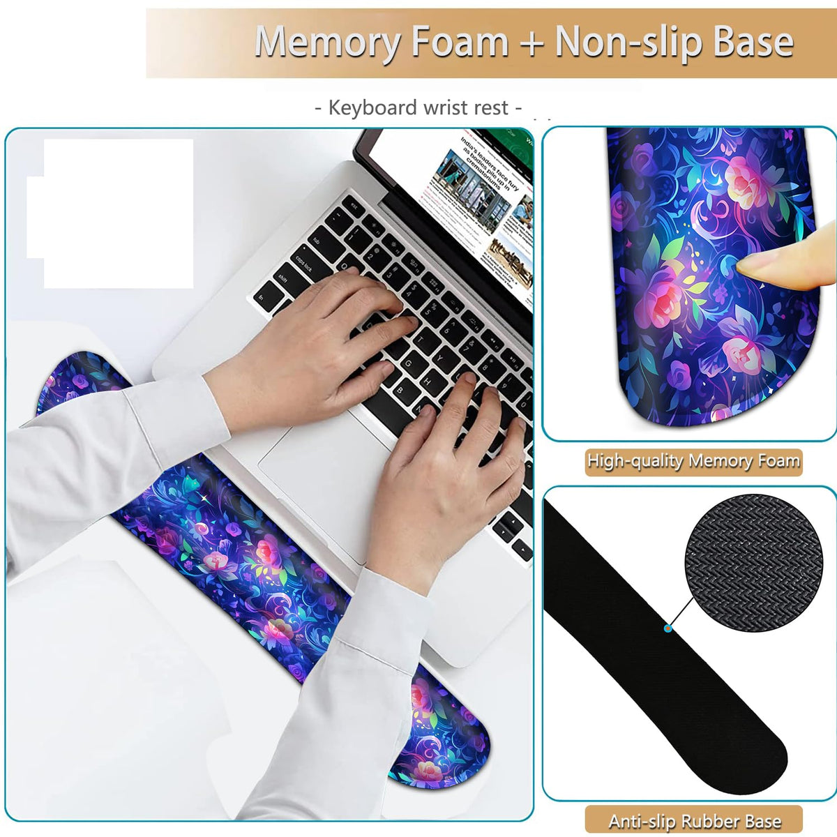 Keyboard Wrist Rest and Mouse Pad Wrist Support Set, Ergonomic Gel Mouse Pad Wrist Rest with