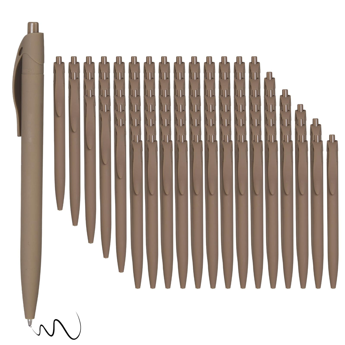 Wiaziert BallPoint Pens, 100 Pack (BLACK Ink),Bulk Pens, Brown Barrel,Click Pens for Office Home