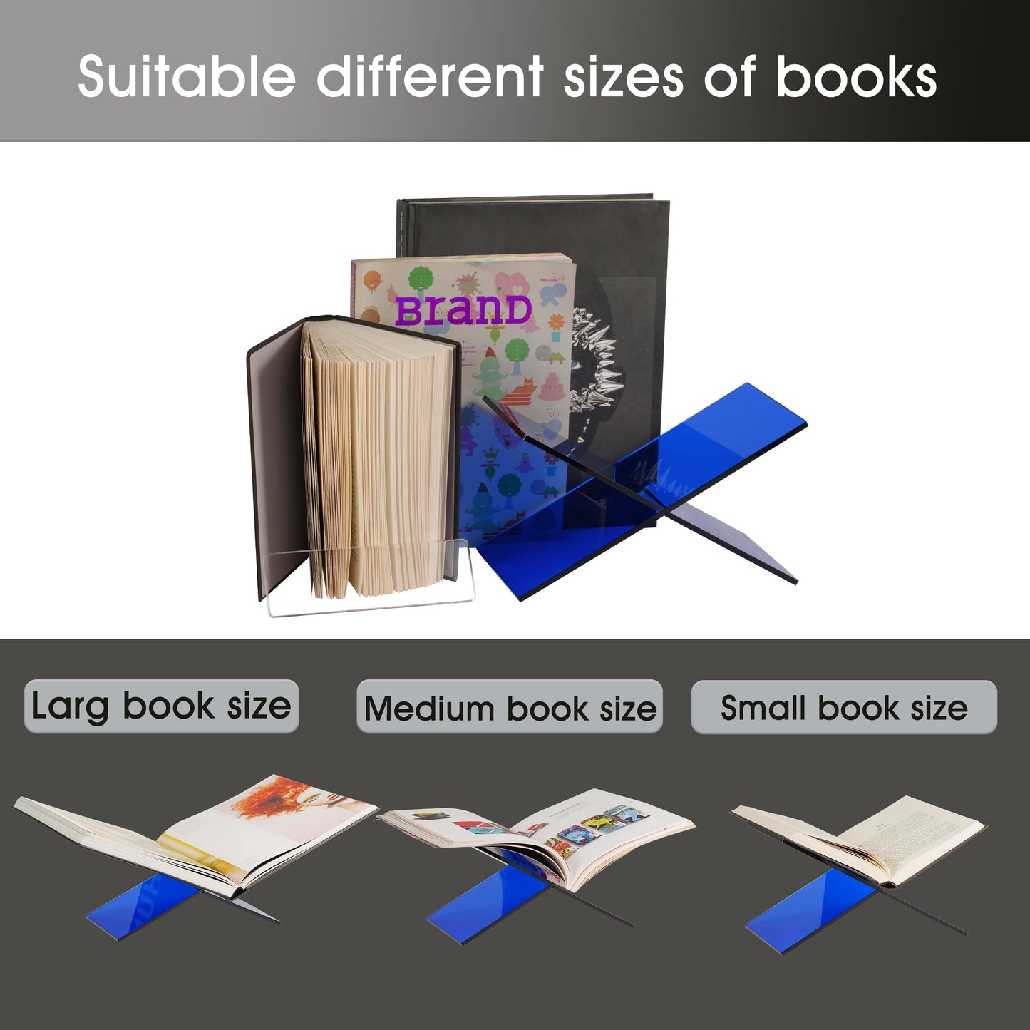 LIZ QNNALY Large Clear Acrylic Book Stand - Perfect for Displaying Open Books on Your Coffee Table