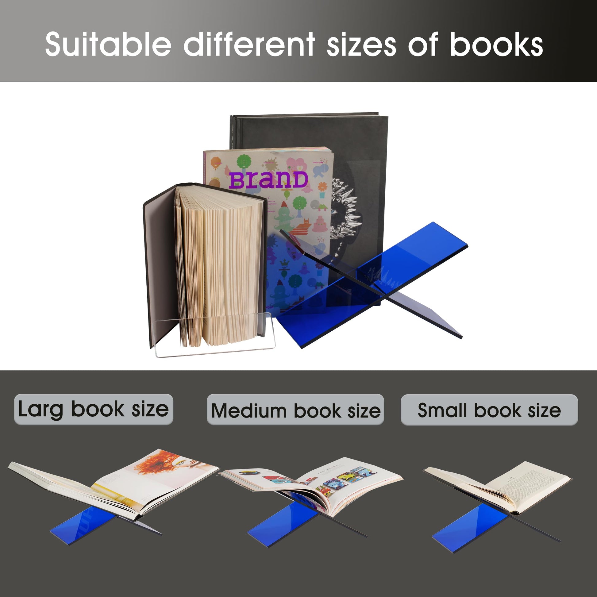 LIZ QNNALY Large Clear Acrylic Book Stand - Perfect for Displaying Open Books on Your Coffee Table