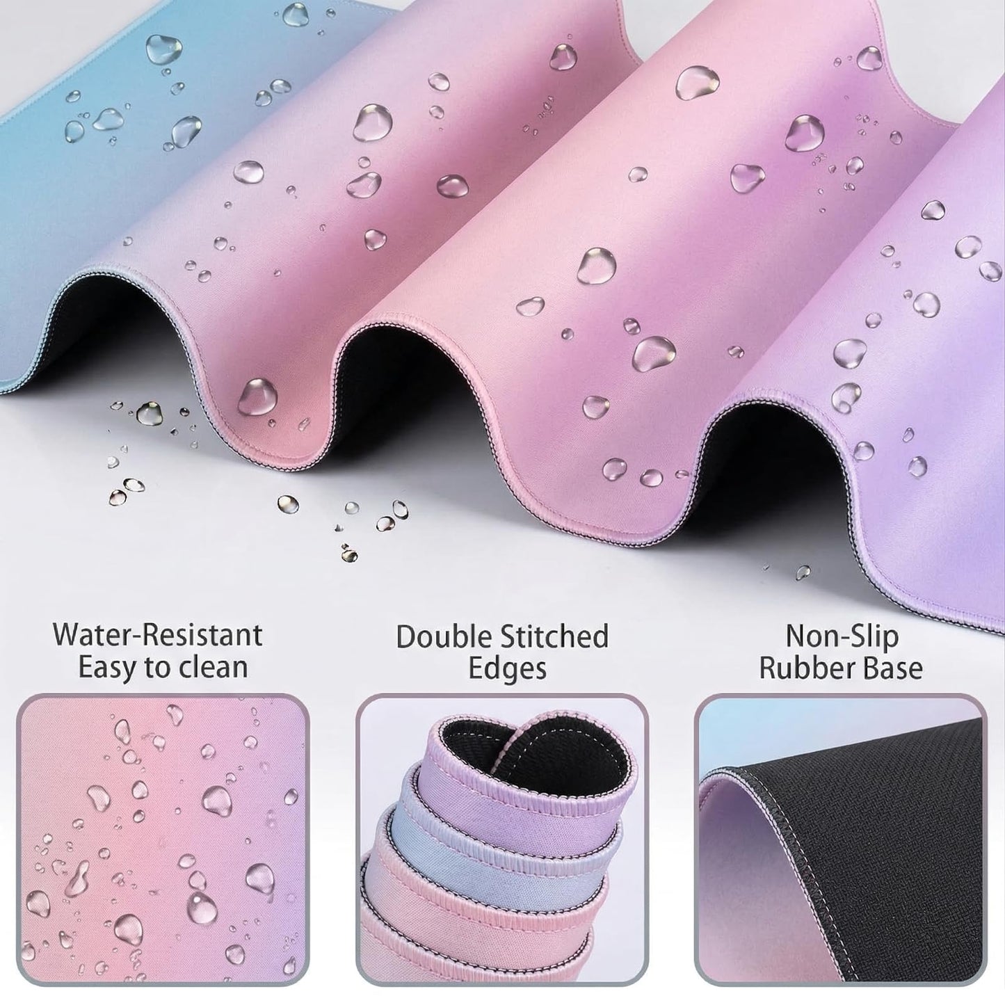 Cloud Mouse Pad Keyboard Wrist Rest 4PCS Extended Large Pink Sky Desk Mat Pad Set Memory Foam