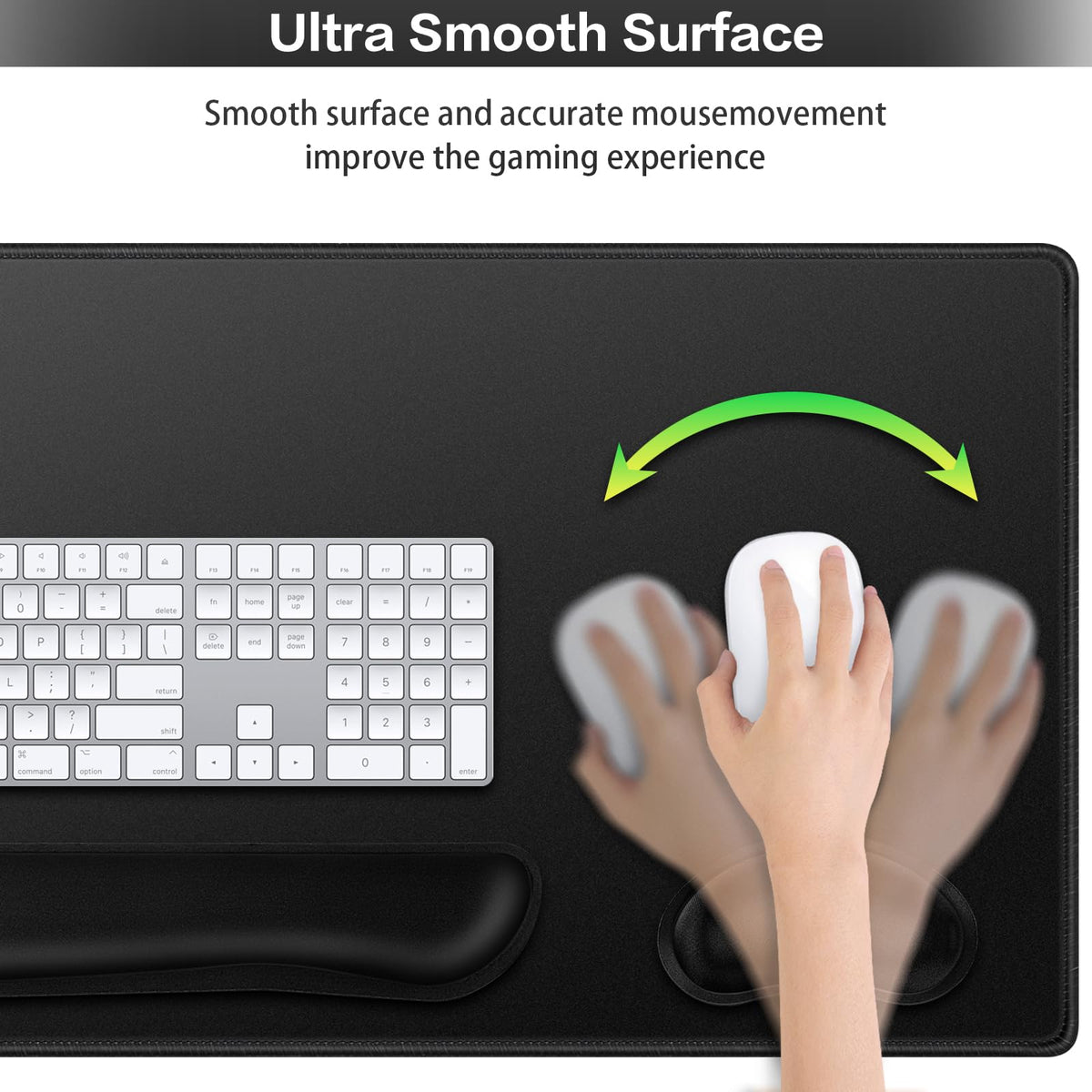 Mouse Pad Black, Mouse Pad with Wrist Rest, 4-in-1 Large Mousepad Keyboard