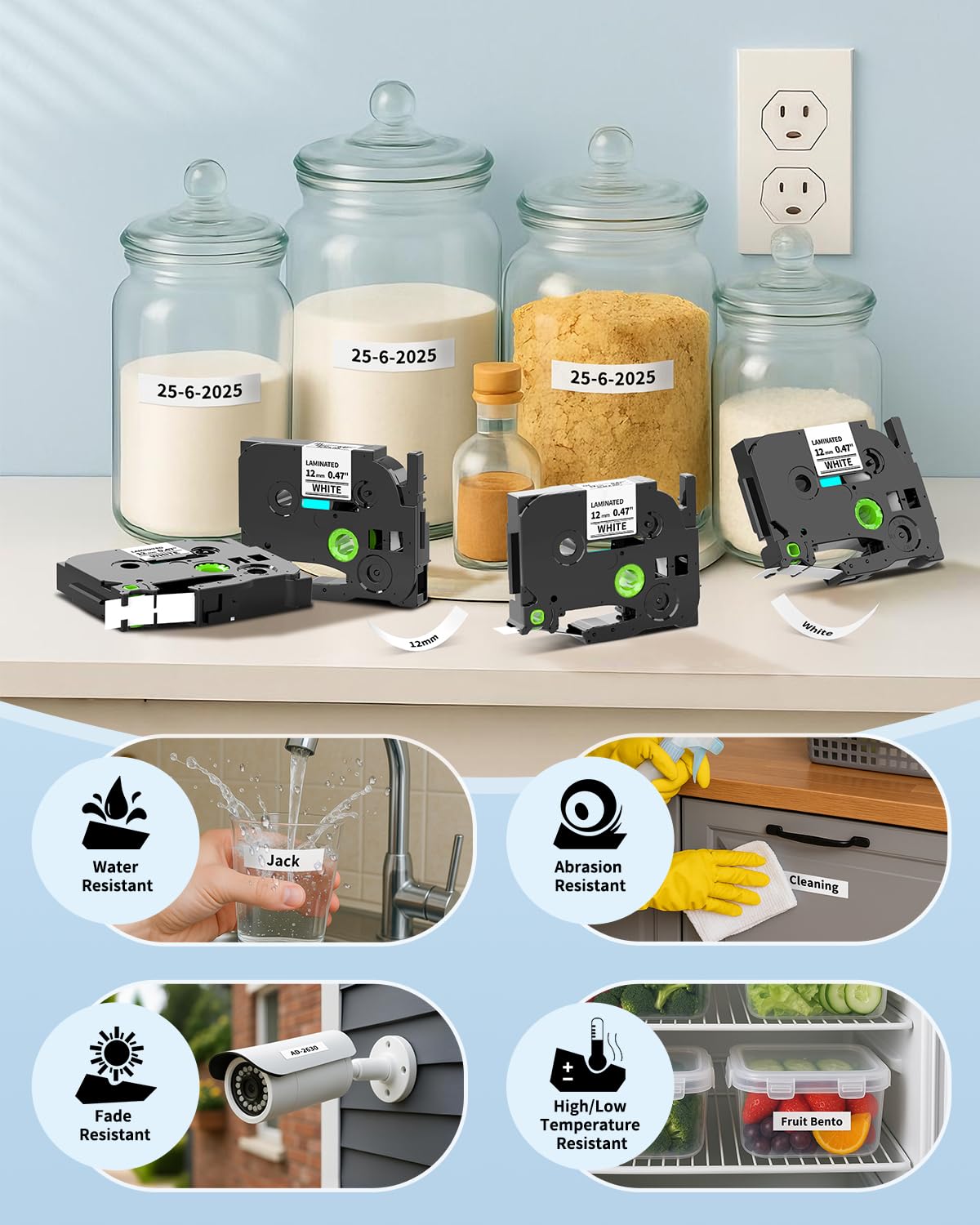 8-Pack TZe-231 Replacement for Brother P Touch Label Maker Tape 12mm