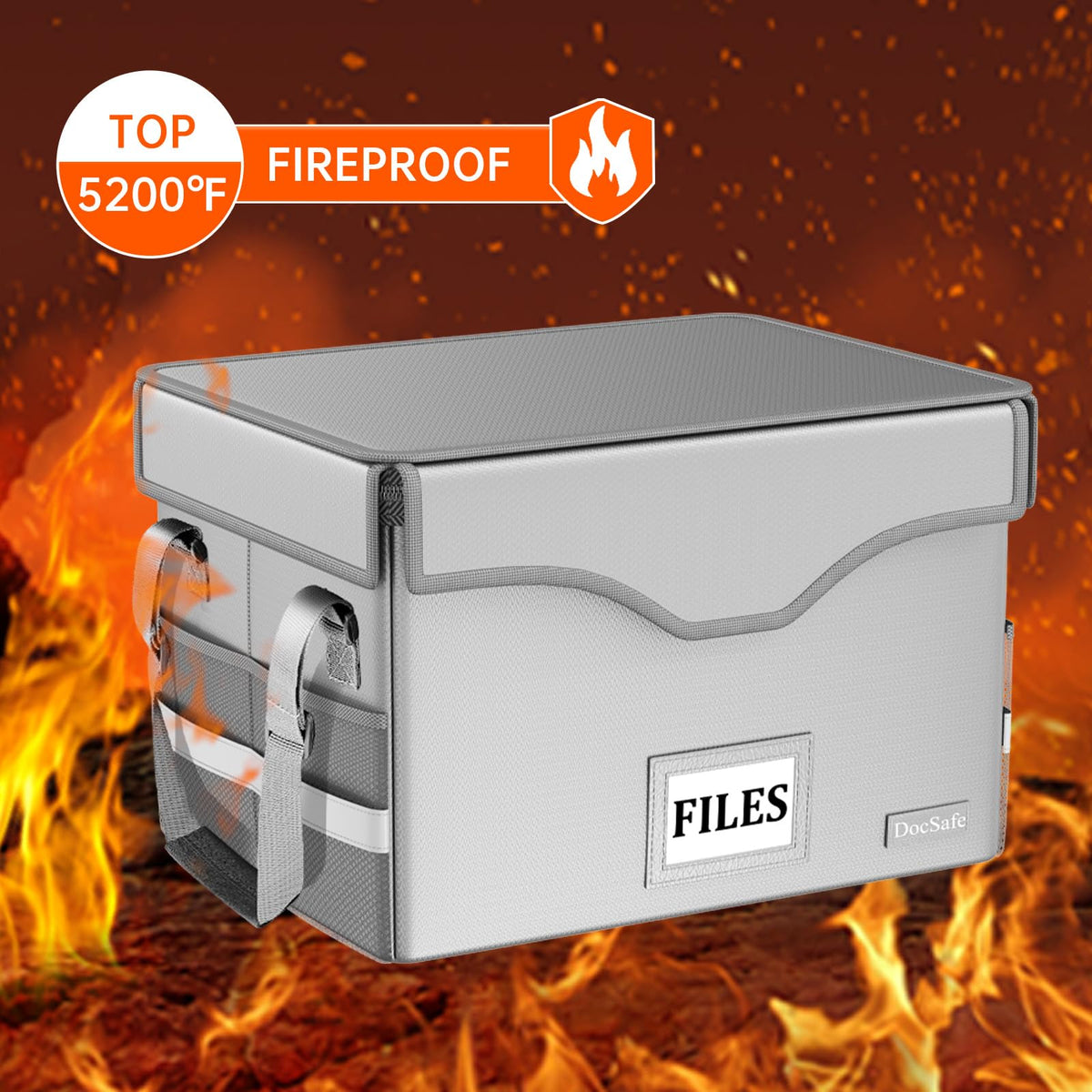 DocSafe 5200°F Fireproof Document Box with Lock,Heat Insulated File Organizer Storage with
