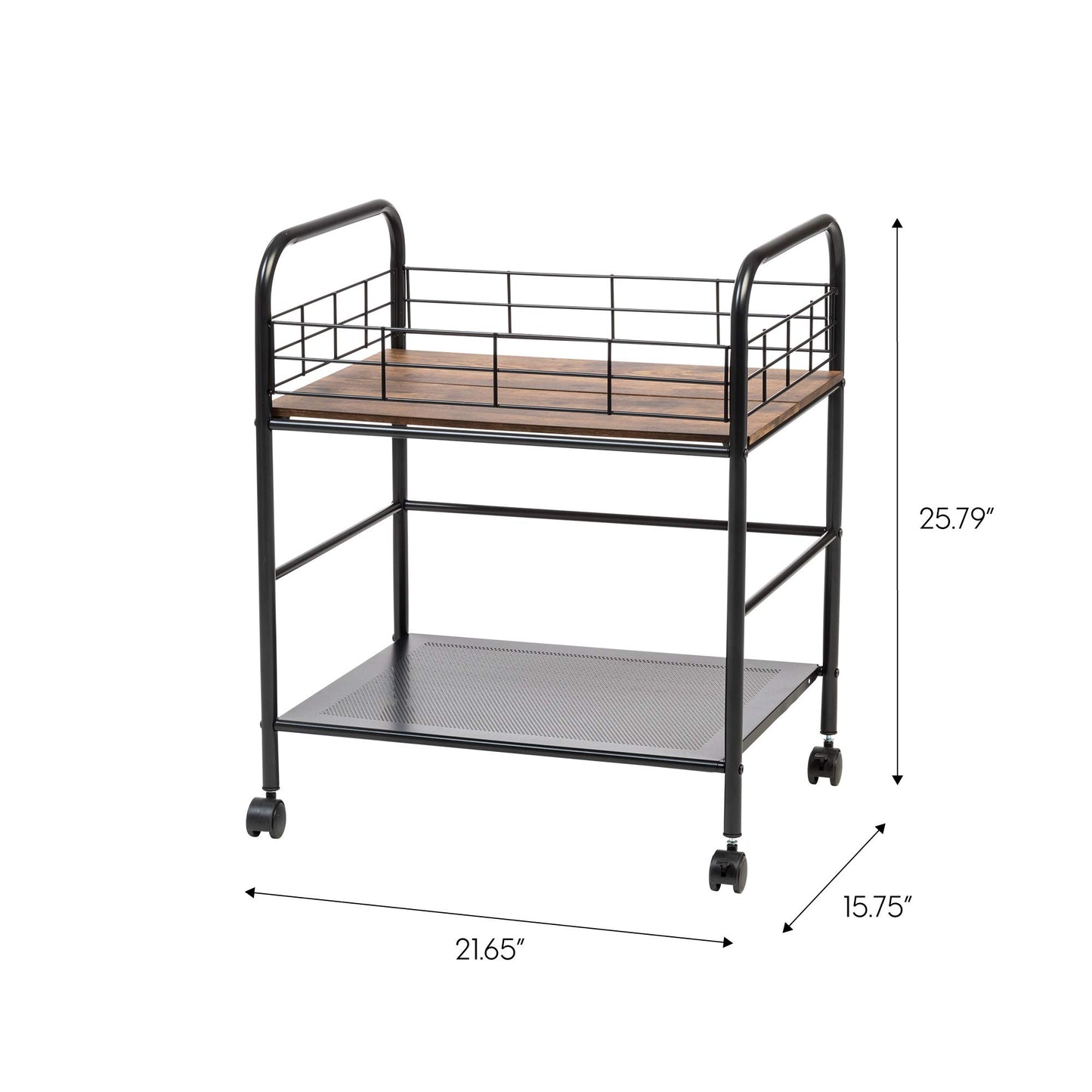 IRIS USA 2-Tier Rolling Kitchen Cart, Storage Cart, Rustic Brown