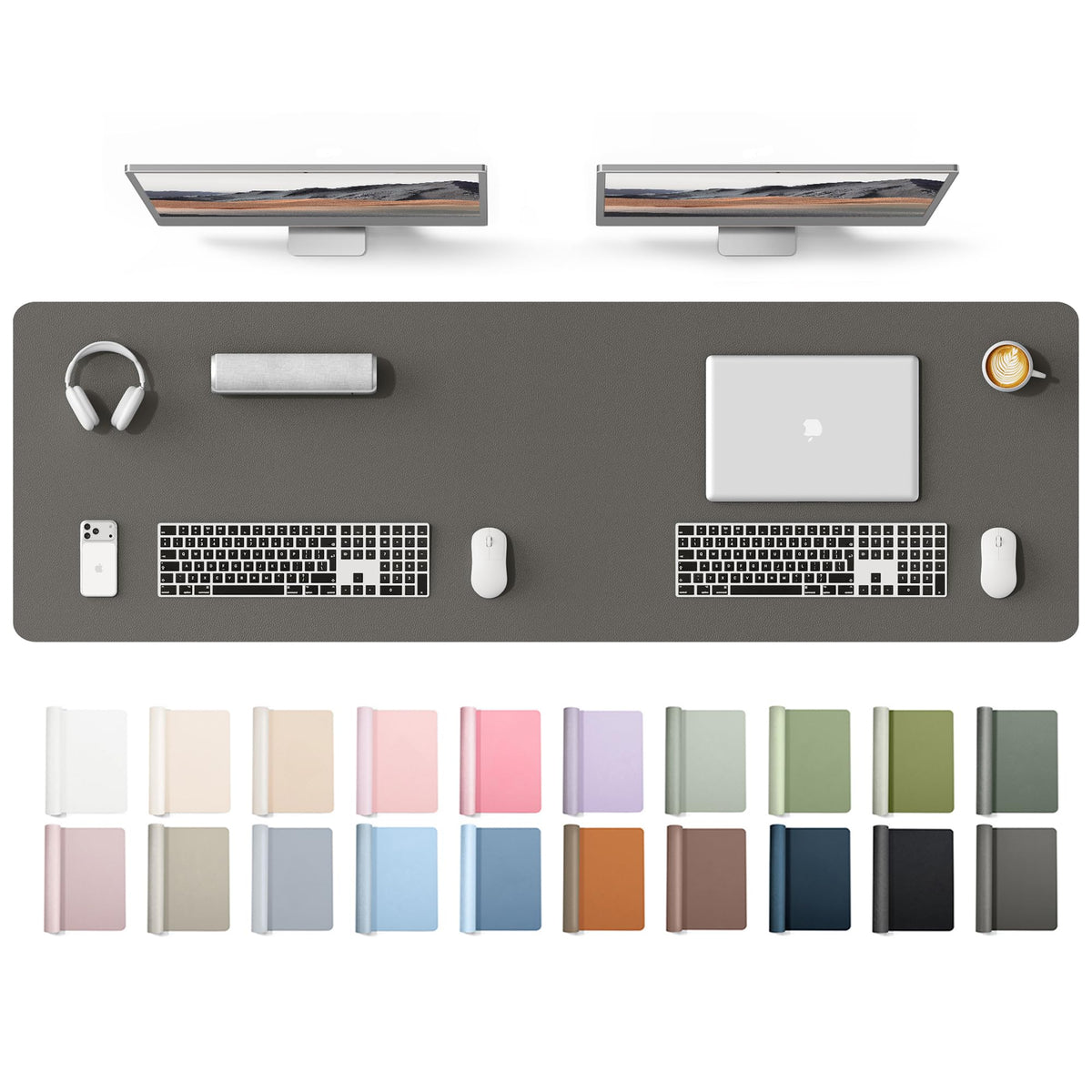 YSAGi Leather Desk Protector, Office Mat, Large Mouse Mat, Non-Slip PU Leather Blotter, Laptop Desk