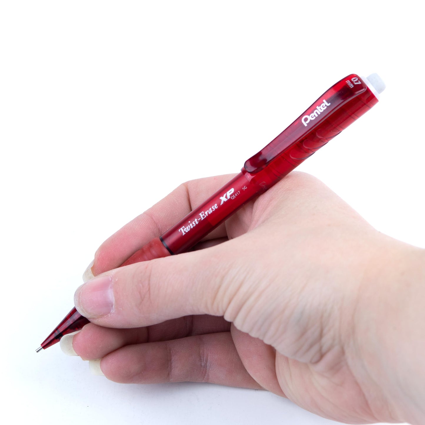 Pentel Twist Erase EXPRESS Automatic Pencil, 0.7mm Lead Size, Red Barrel, Box of 12 (QE417B)