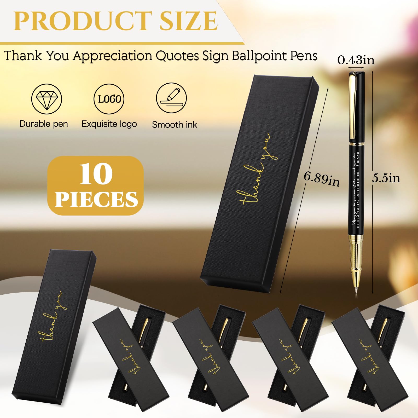PerKoop 10 Sets Thank You Gifts, Appreciation Pens with Boxes for Men Women