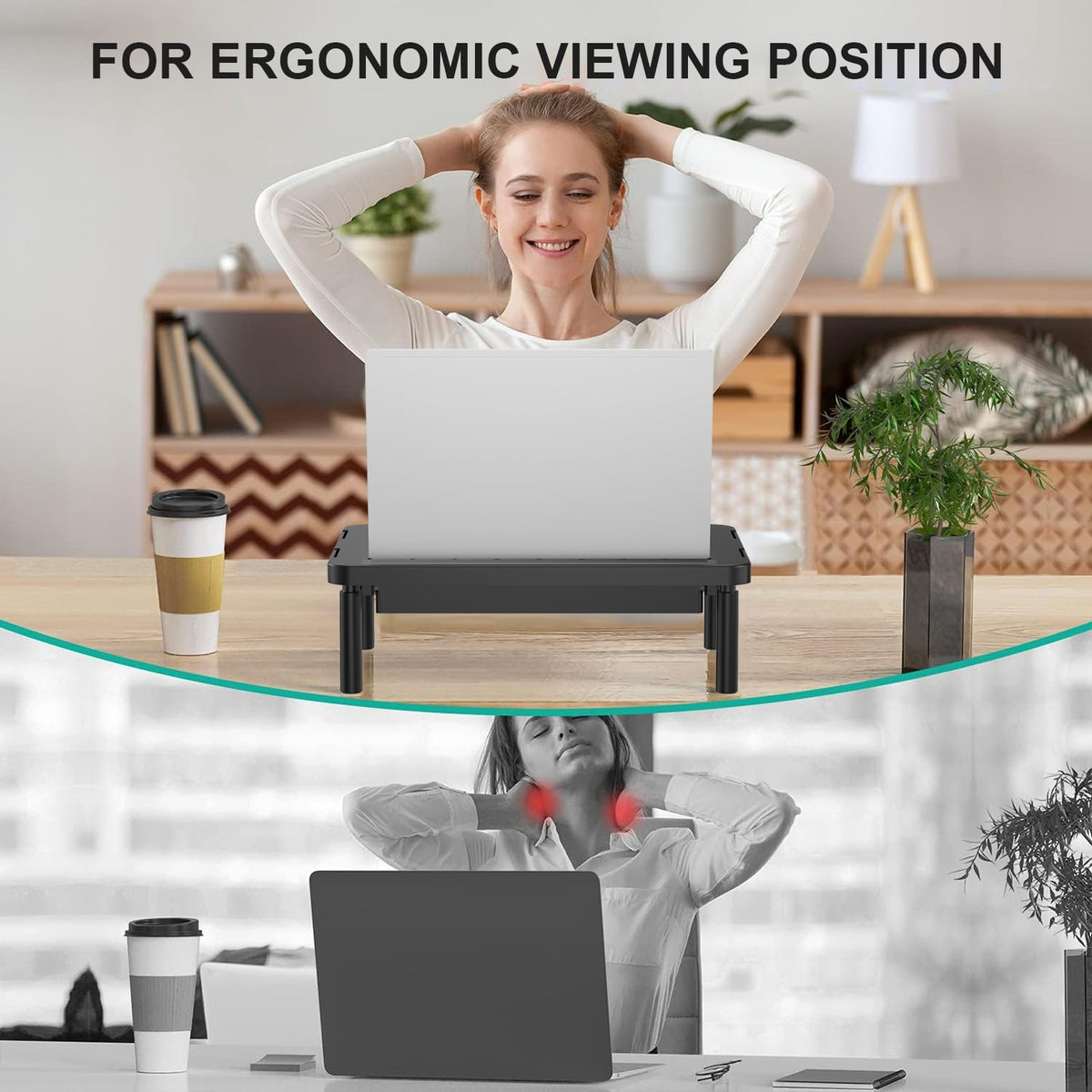 WALI Computer Monitor Stand with Storage, Monitor Riser 3 Height Adjustable
