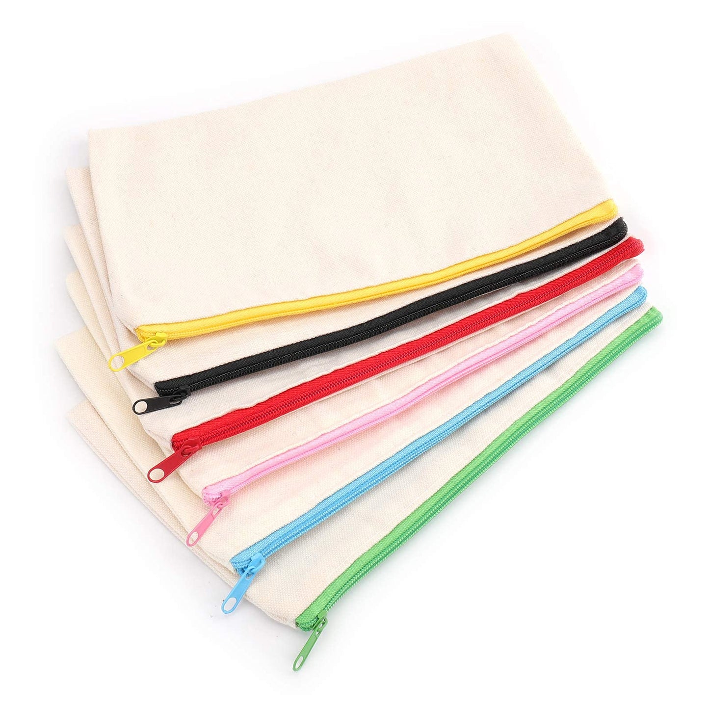 yarlung 30 Pack 8x5 Inches Canvas Zipper Pouch, Blank DIY Craft Pen Pencil Case Multipurpose Makeup
