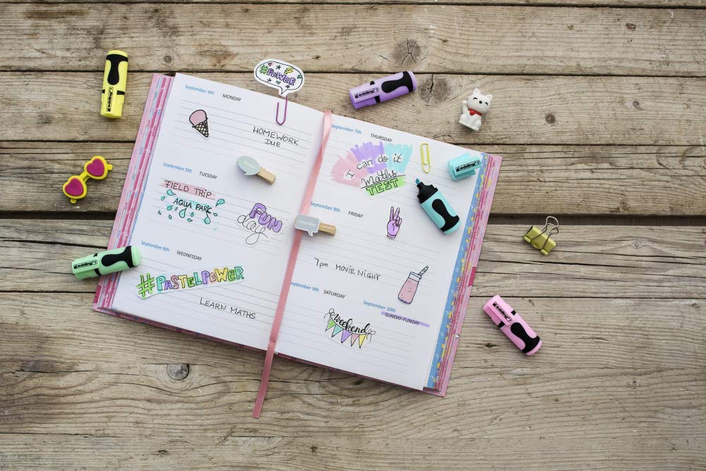 edding 7 mini highlighter set - pastel-kleuren - 4 highlightermarkers - beitelpunt 1-3 mm