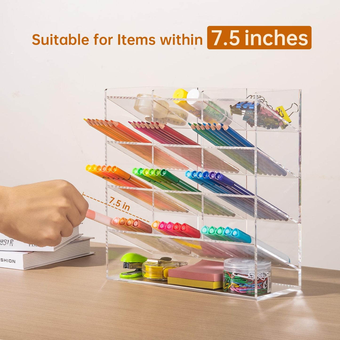 BEYGORM Acrylic Vertical Marker Organizer for 150 Markers, Desk Orgaizer