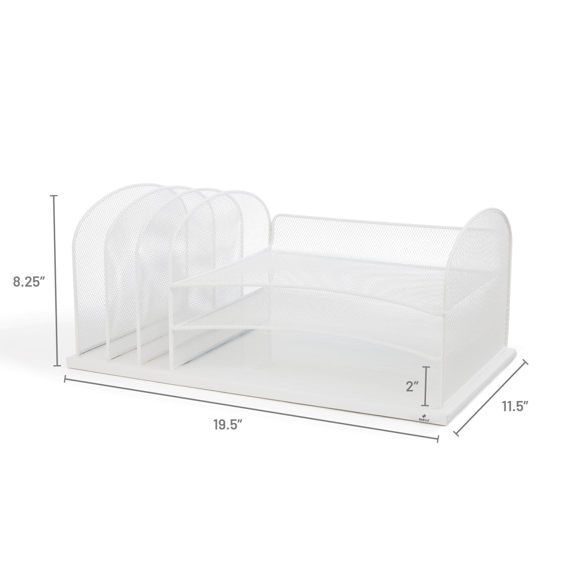 Safco Onyx Mesh 3 Sorter, 3 Tray Desktop Organizer 3254WH, White Powder Coat Finish, Durable Steel