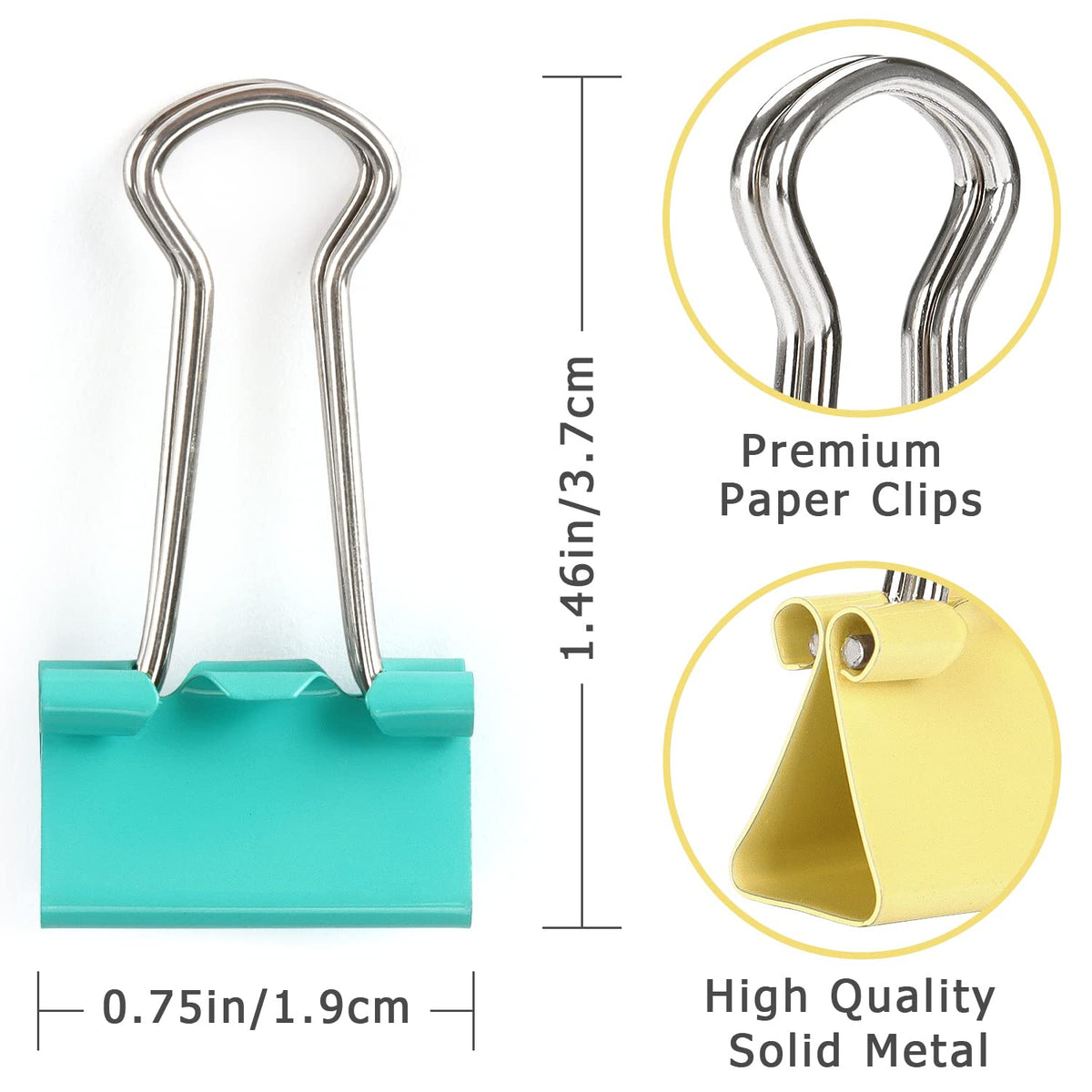 ZZTX 40 Pack Small Binder Clips 0.75 Inches Assorted Colors