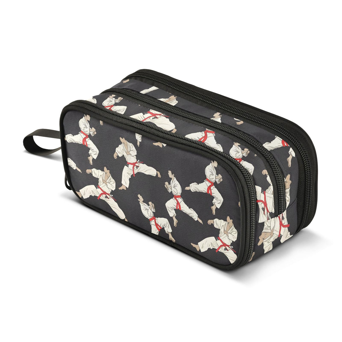 BOENLE Karate Black Background Pencil Case Box Boys Girls Large Pencil Pouch Zipper Compartments