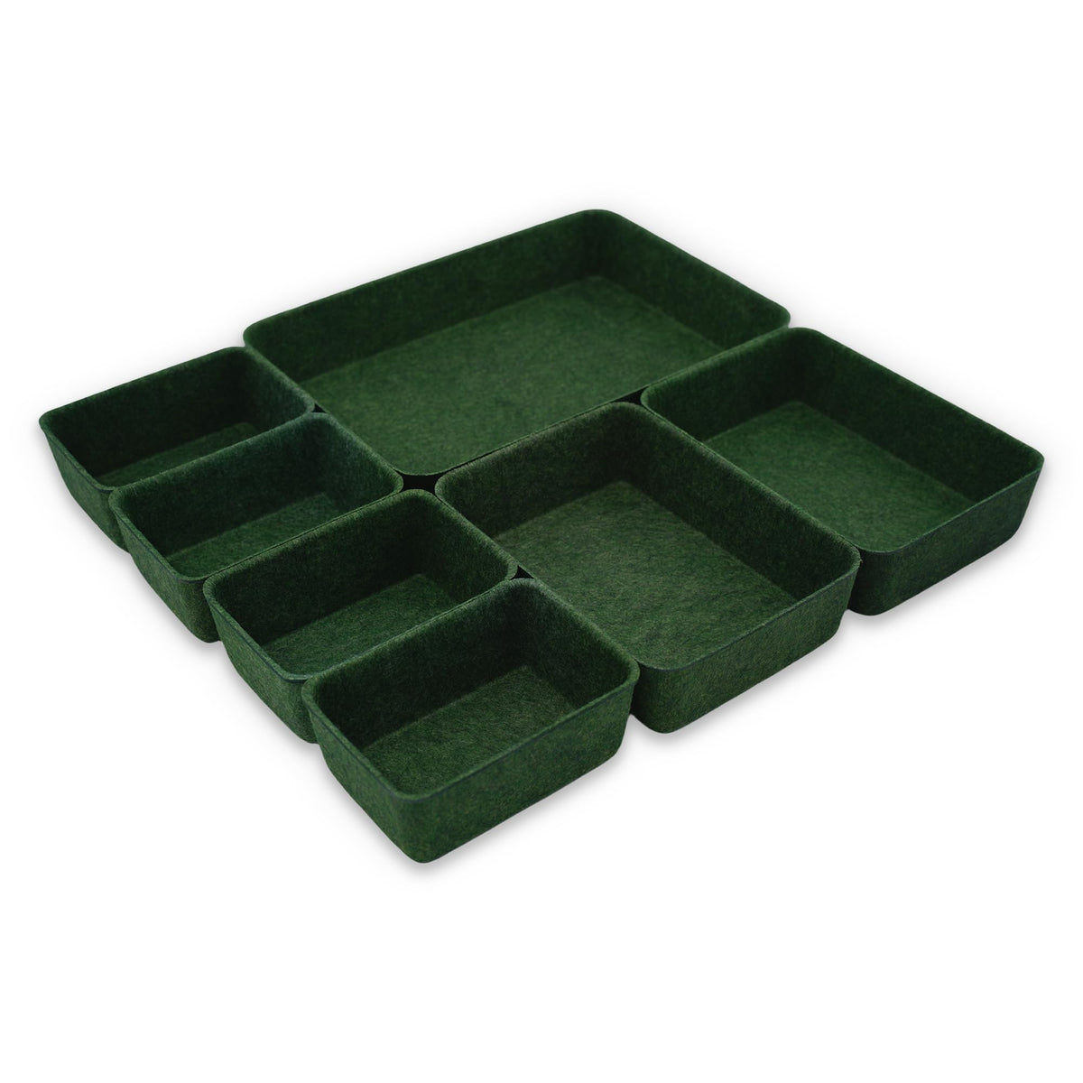 Welaxy 7-Piece Felt Drawer Organizer Bins, Dividers Tray Set, Forest Green