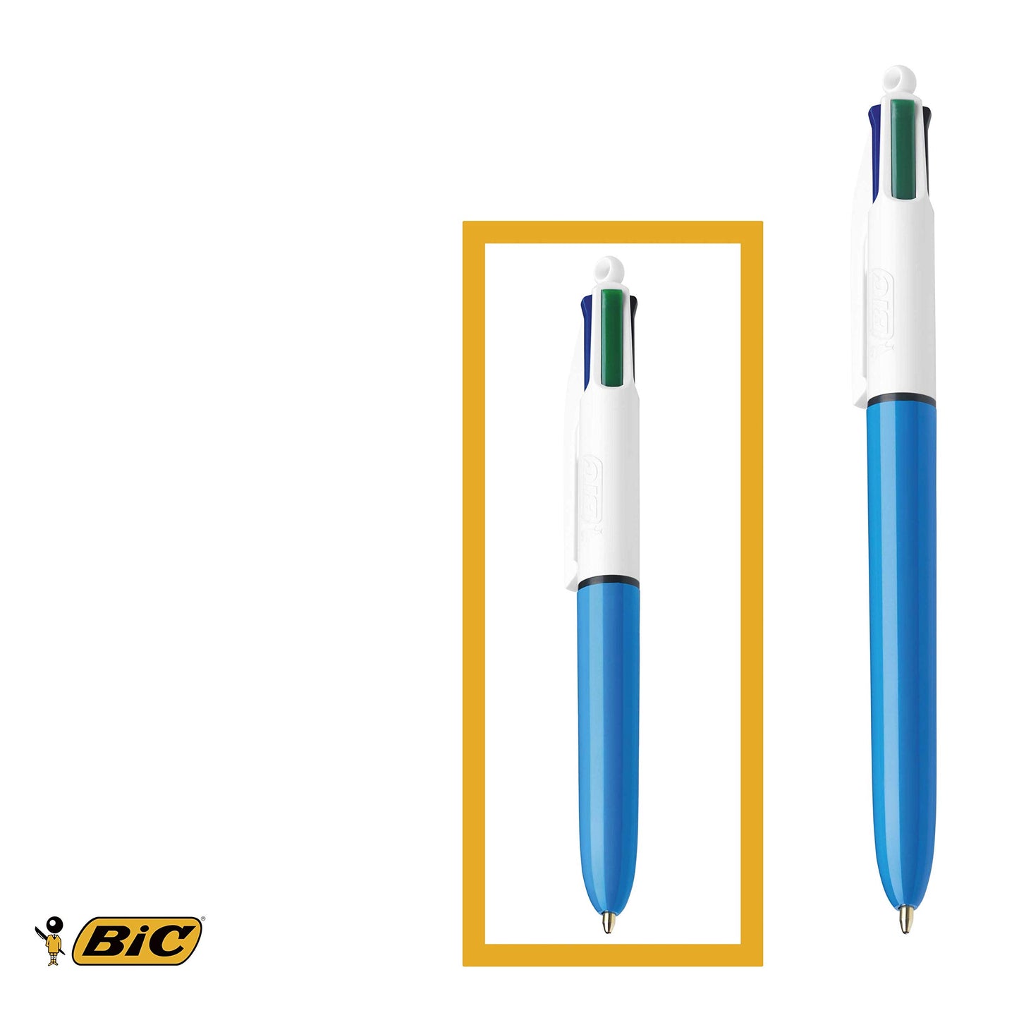 BIC 4 Colours Family Pen Pack of Retractable Ballpoint Pens with Four Ink Colours, Set of 4 (2