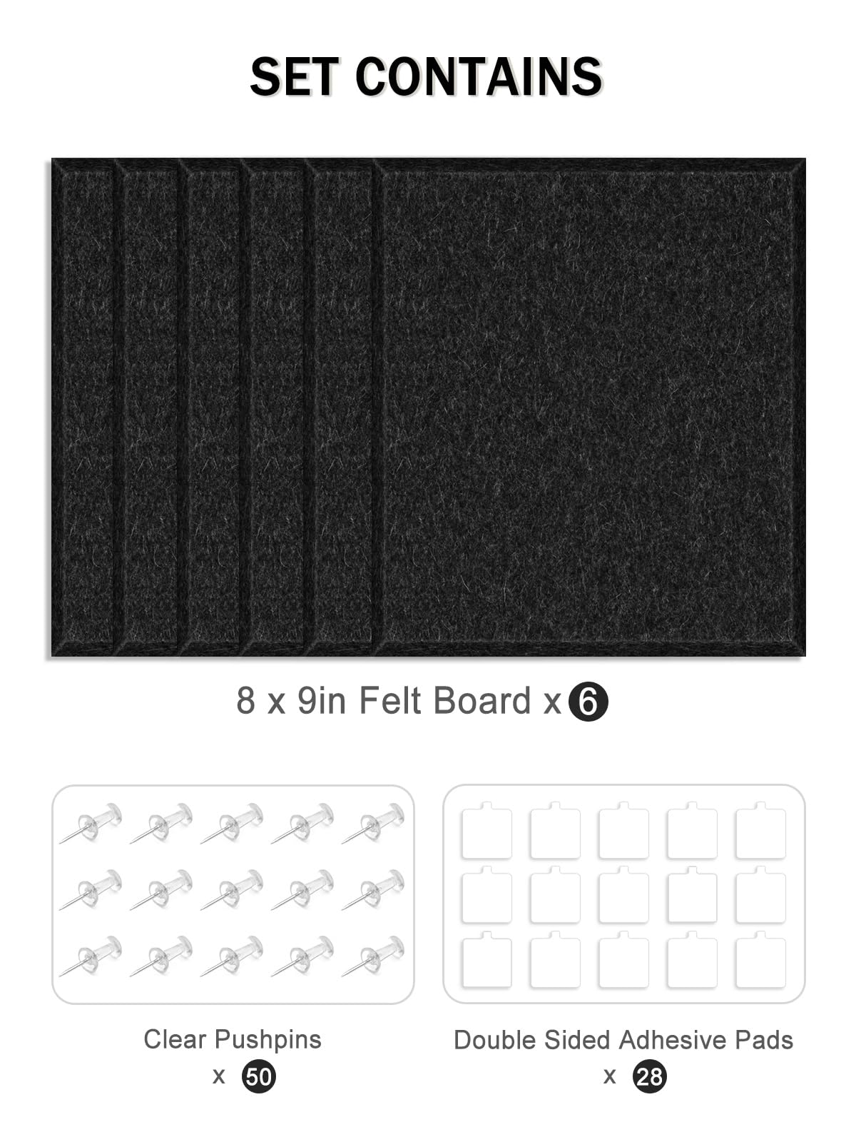 Hsurbtra Cork Board for Wall 24 x 18 Inch, 6 Pack Felt Bulletin Notice Board with Pushpins for