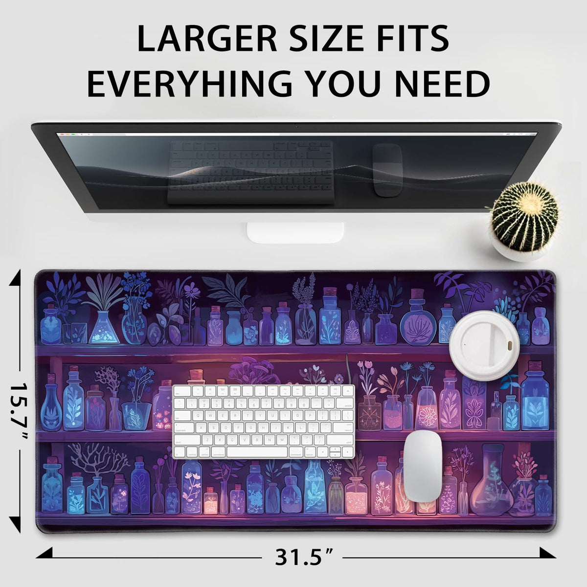 Mcapirivo Mystical Potion Bottles Large Gaming Mouse Pad Desk Mat 31.5x15.7