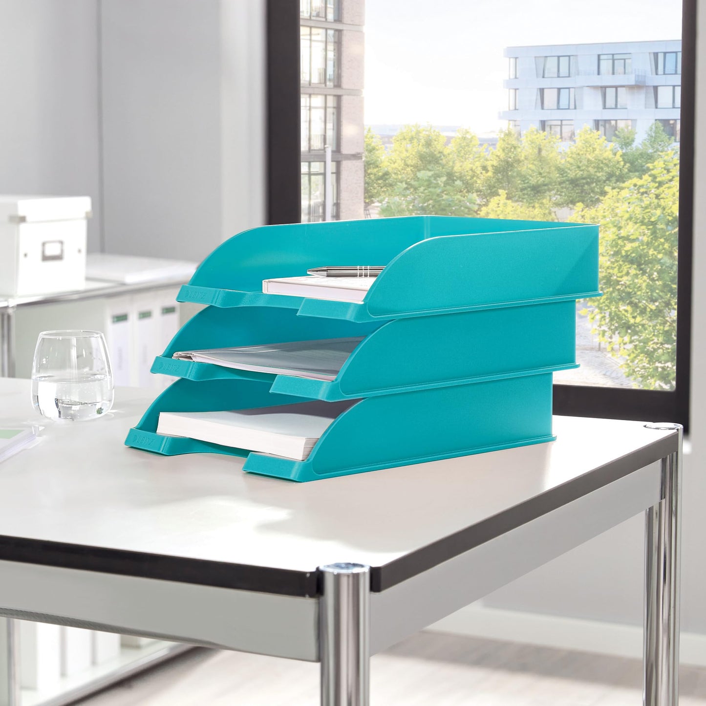 Leitz A4 Letter Tray, Ice Blue, Wow Range, 52263051