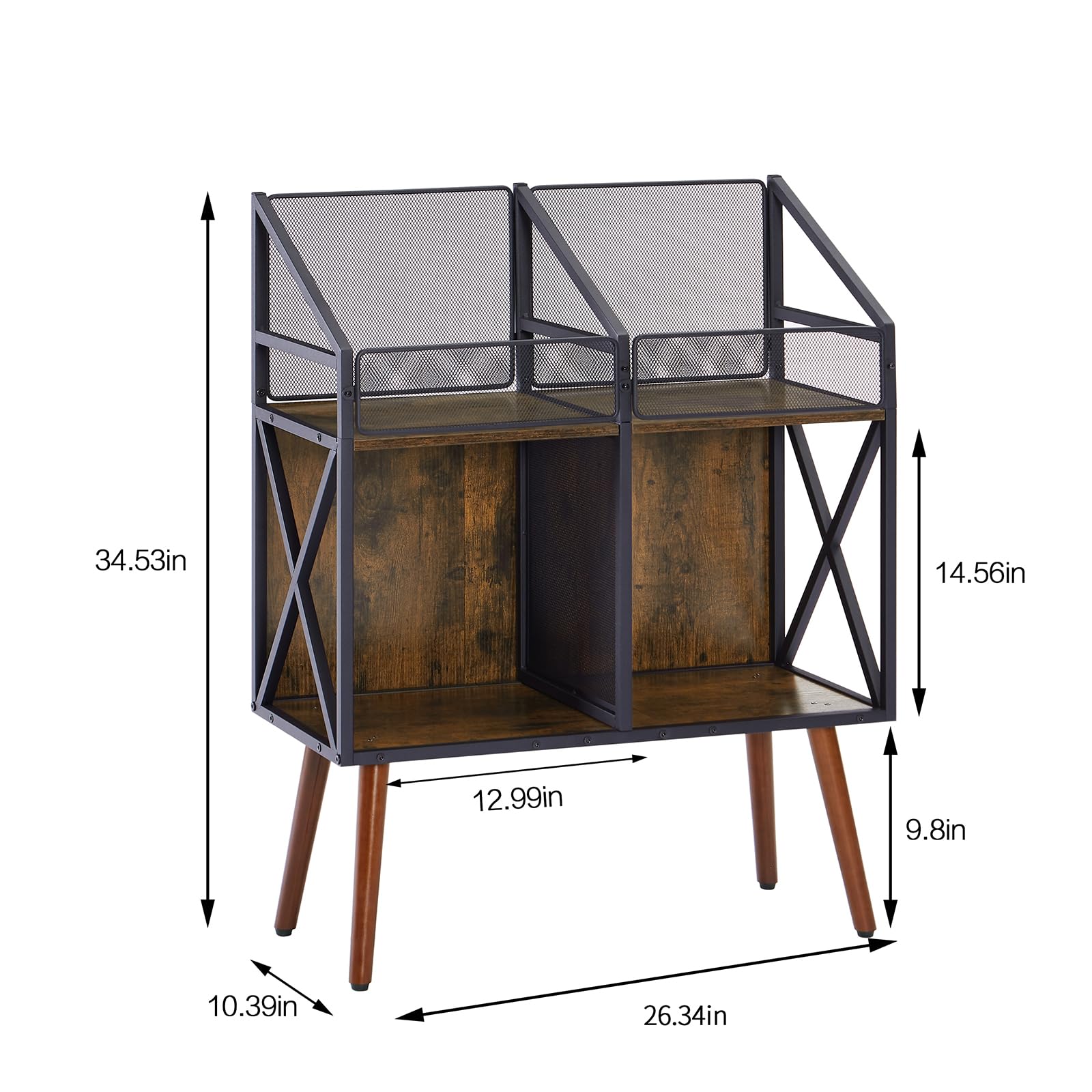 EYOCAL Vinyl Record Storage Holder Rack,250 LP Wooden Record Display Table for Albums Books