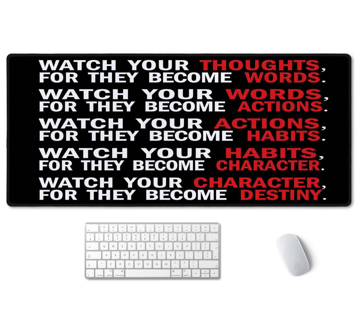 SSOIU Watch Your Thoughts Motivational Words Quotes Mouse Pad 35.5 X 15.7 Inch XXL Full Desk
