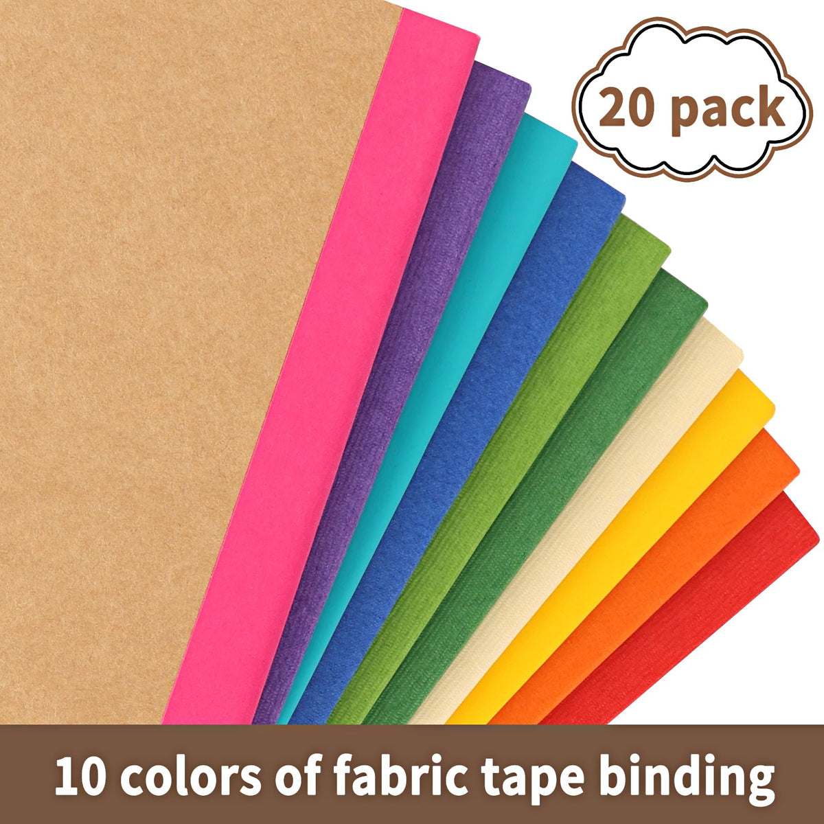 EOOUT 20 Pack A5 Kraft Notebooks, Lined Journal Bulk with Rainbow Spine, 10 Colors, 60 Pages Soft