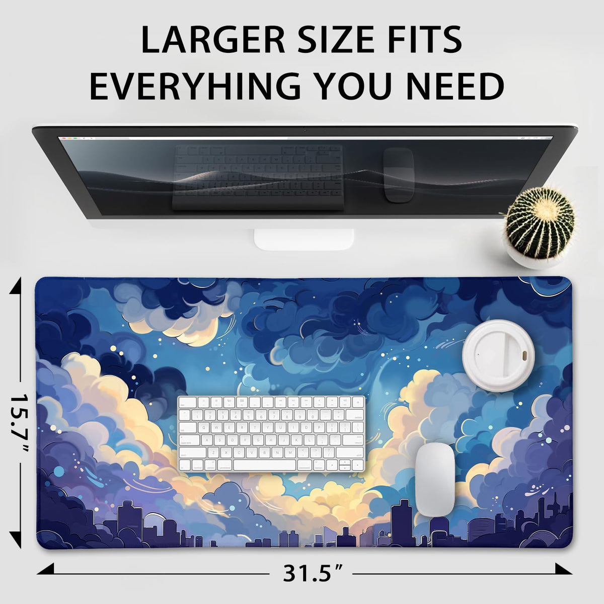 Mcapirivo Blue Nebula Aesthetic Large Gaming Mouse Pad Desk Mat 31.5"x15.7"