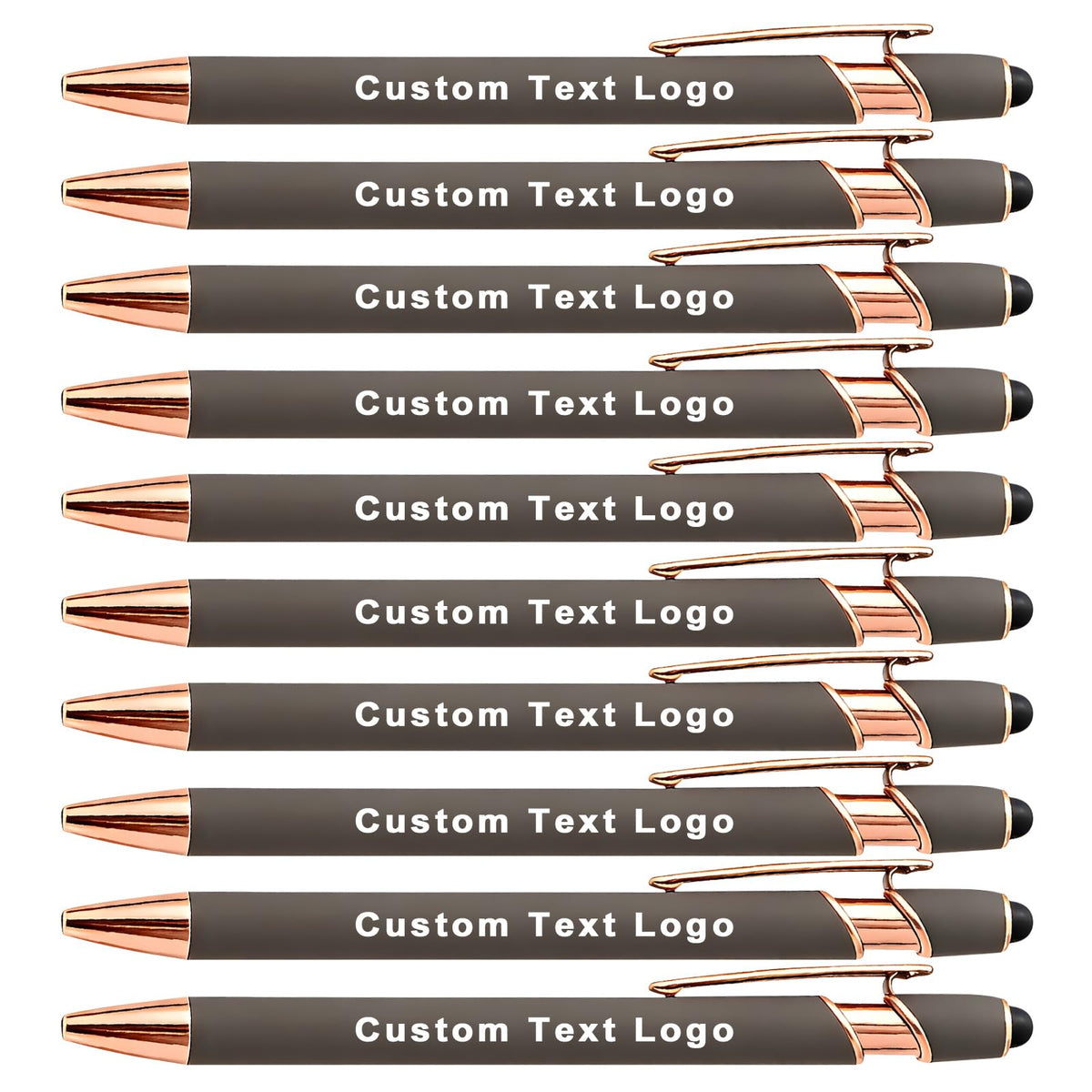 HEYZARDA Personalized Pens Ballpoint with Stylus, Grey, 10 Pcs