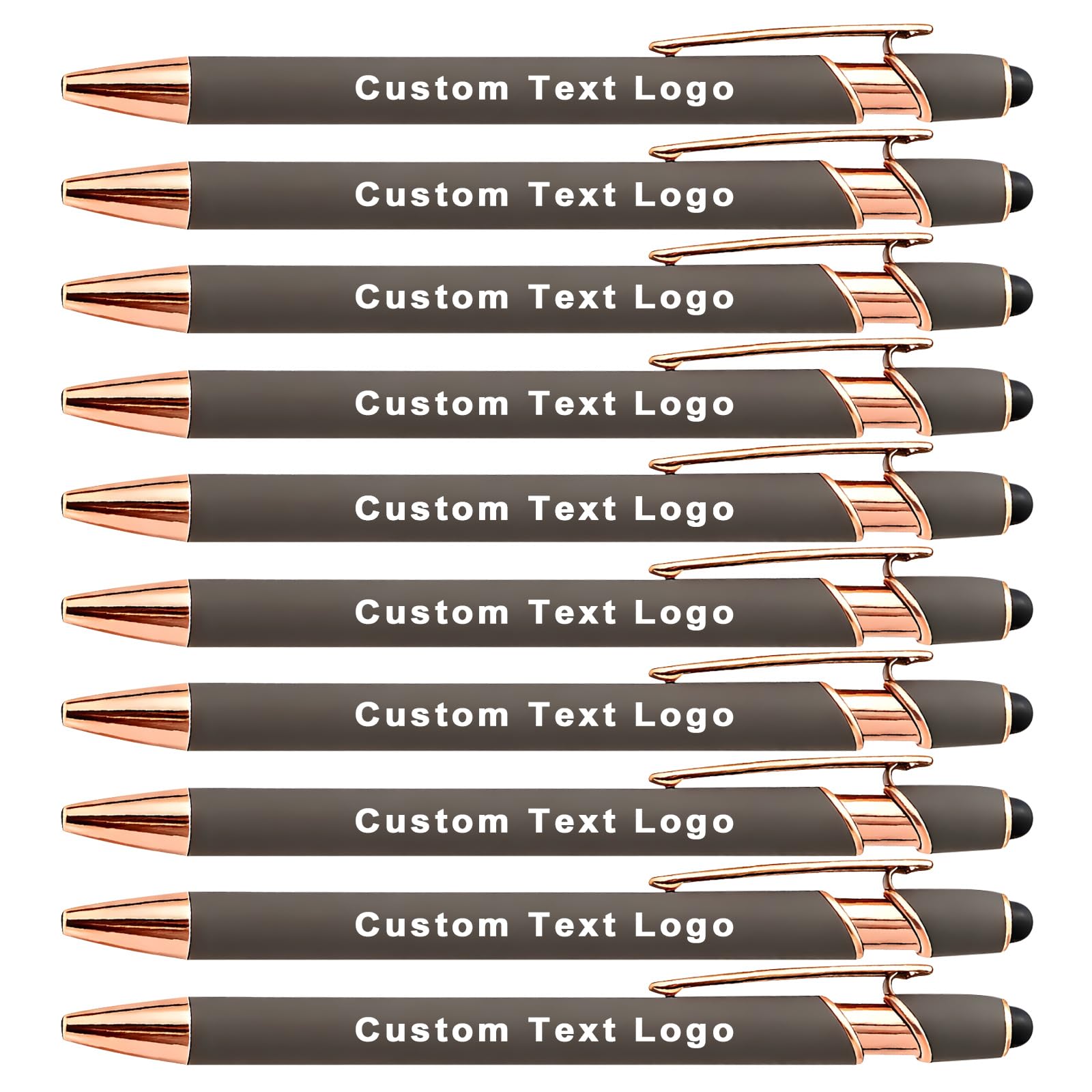 HEYZARDA Personalized Pens Ballpoint with Stylus, Grey, 20 Pcs