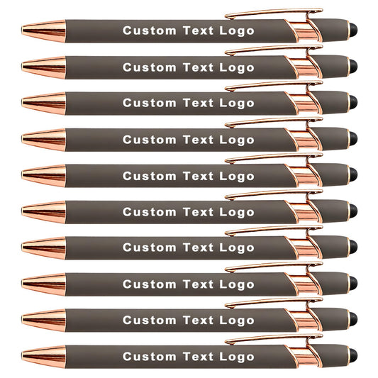 HEYZARDA Personalized Pens Ballpoint with Stylus, Grey, 20 Pcs