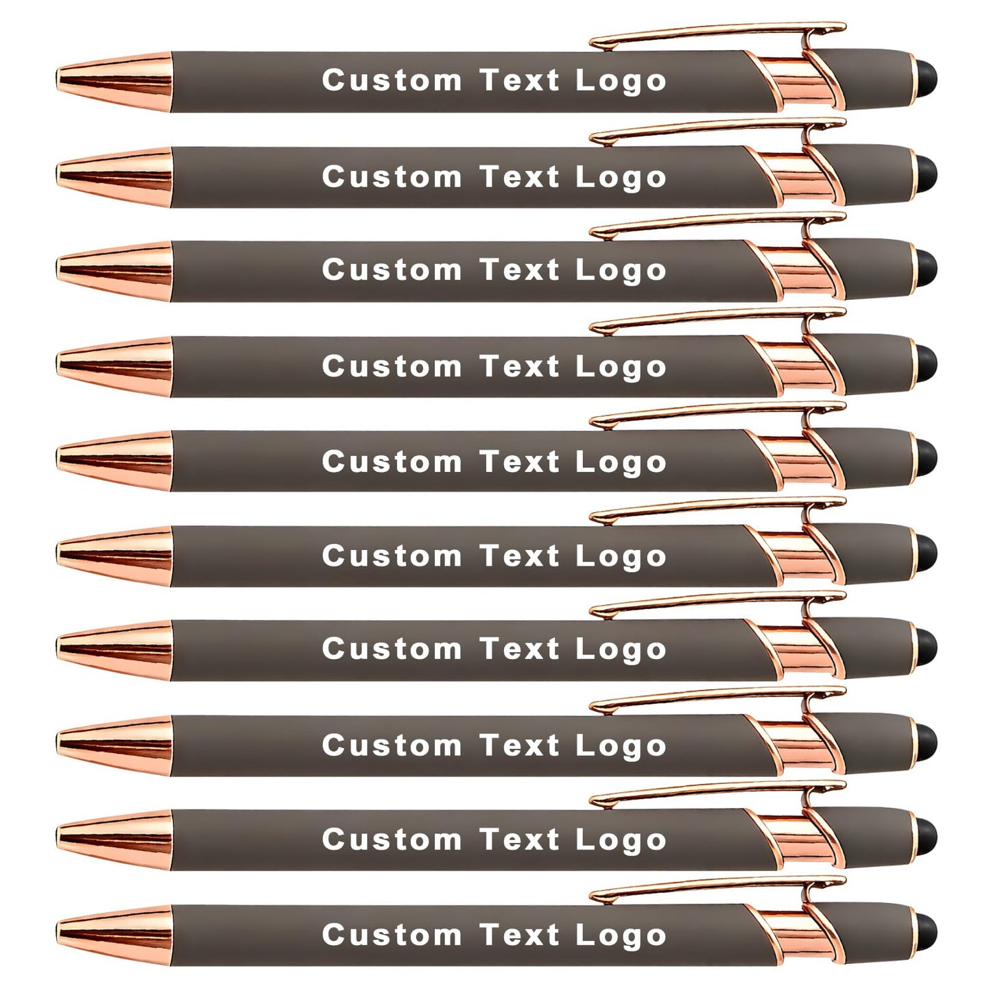 HEYZARDA Personalized Pens Ballpoint with Stylus, Grey, 50 Pcs