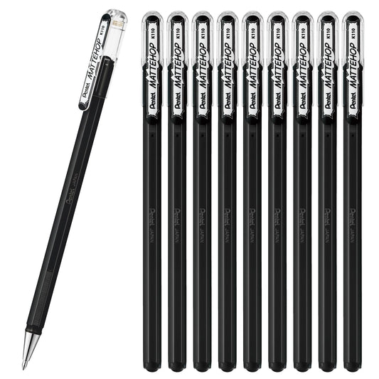 Pentel Color Ballpoint Pen, Matte Hop, Black, 10 Pens K110-VA