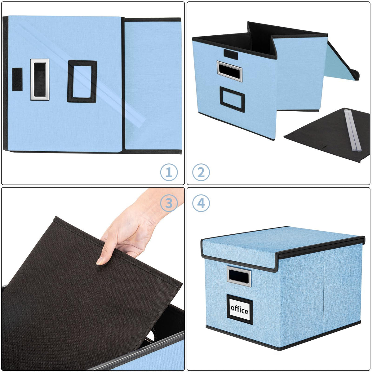 Huolewa File Organizer Box with Lids, Collapsible File Folder Organizer
