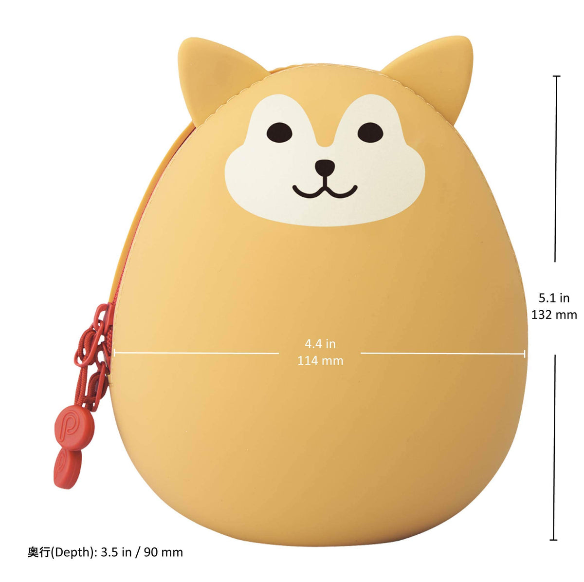 LIHIT LAB PuniLabo Zipper Pouch, Egg-Shaped, 3.8" x 4.7", Penguin (A7783-10)