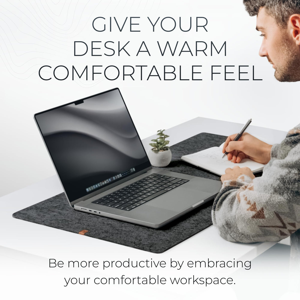 Nordik Felt Desk Mat - Large Felt Desk Pad - Charcoal 35 x 17 inches