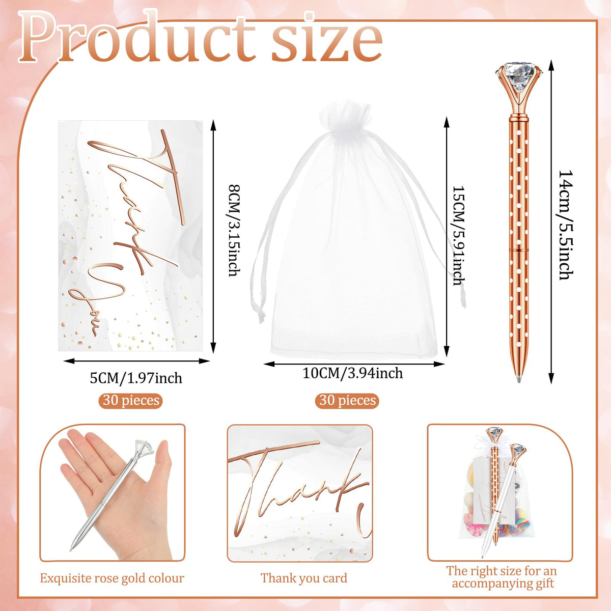 Yeaqee 91 Pcs Bridal Shower Pens Set, Stylish Color, Dot Style