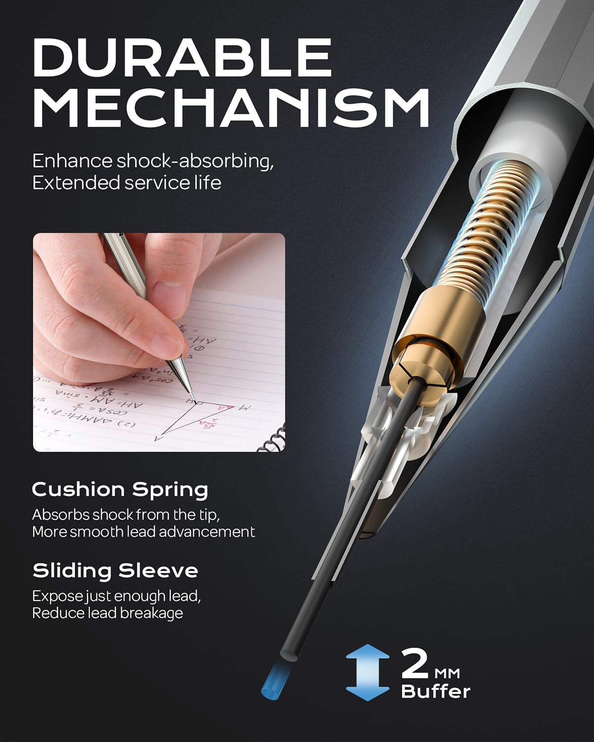 Nicpro 37PCS Art Mechanical Pencil Set, Metal Drafting Pencils 0.5 mm, 0.7 mm, 0.9 mm & 2mm Lead