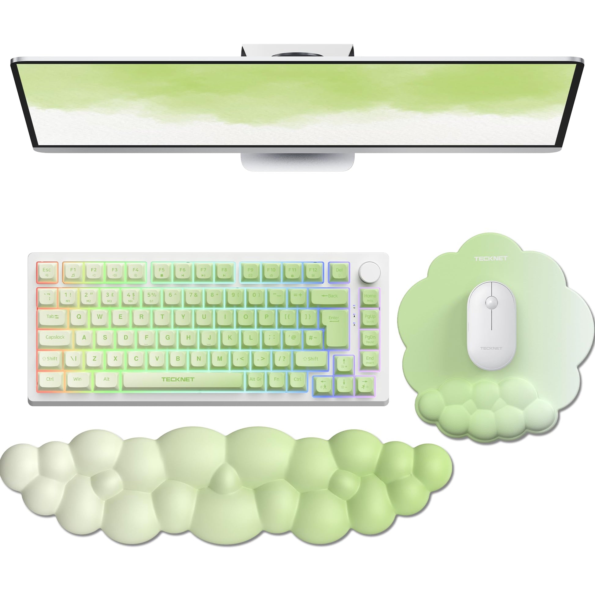 TECKNET Cloud Wrist Rest & Ergonomic Mouse Pad, Cloud Keyboard Wrist Rest with Non-Slip Base, PU