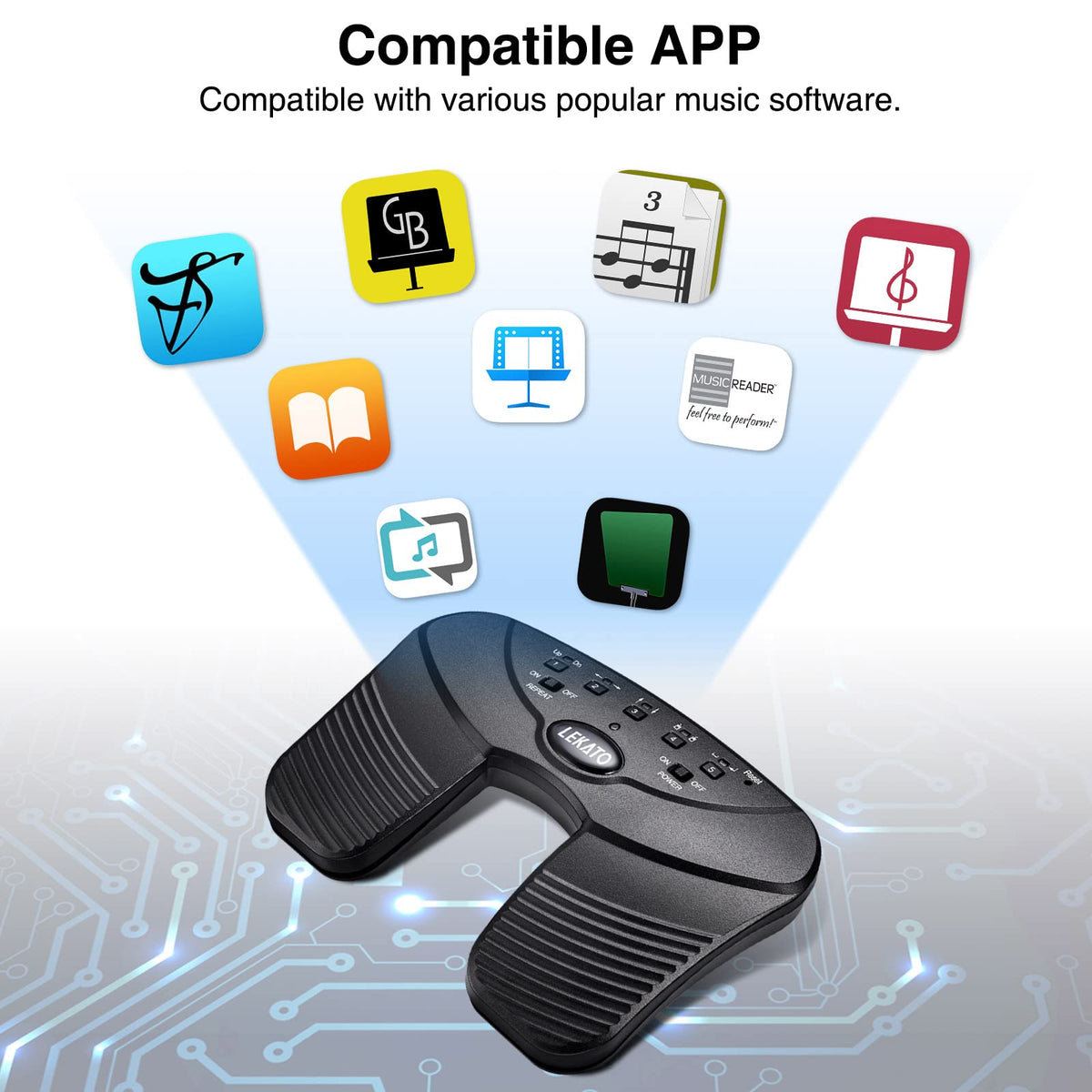 LEKATO Wireless Bluetooth Page Turner Pedal Music Page Turner Pedal for Ipad,Tablets Android IOS