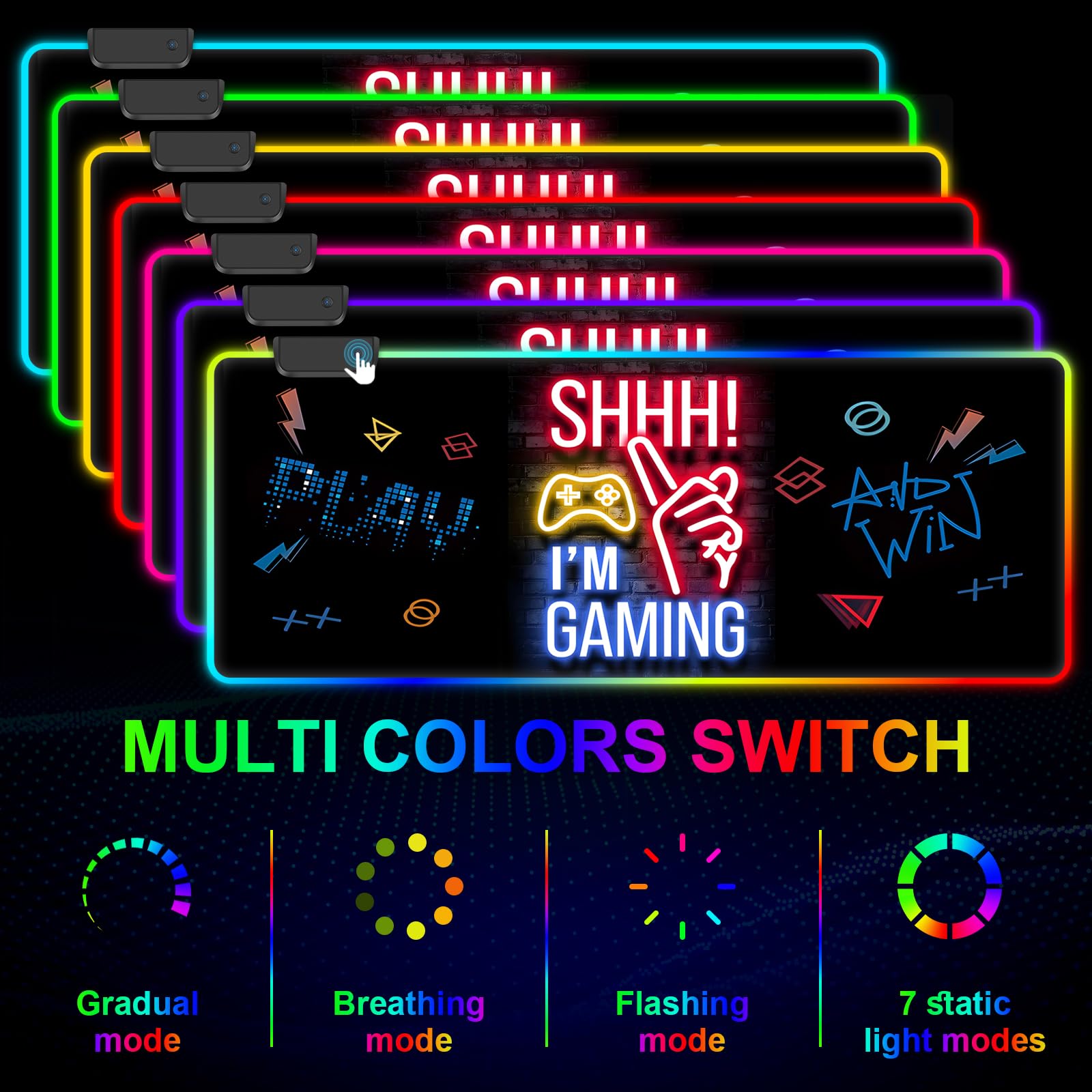 RGB Mouse Pad, Gaming Mousepad with 13 LED Light Modes